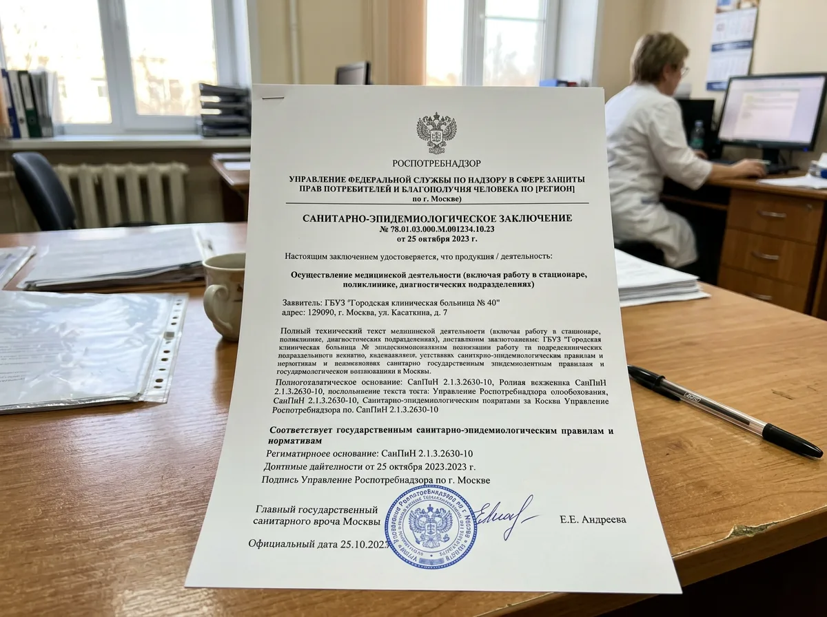 Санитарно-эпидемиологическое заключение Роспотребнадзора на деятельность медицинского учреждения